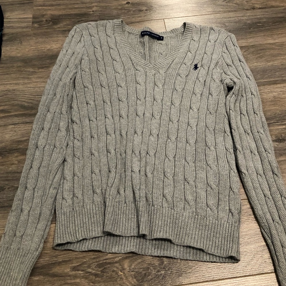 Grey Ralph Lauren V-Neck Sweater